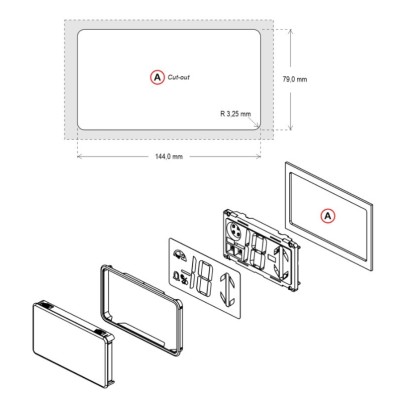 DISPLAY DMG DB4 BANKSY - COP MULTIP. 12-24V MONTAGGIO FRONTALE - DIM. INTAGLIO 144 X 79 MM