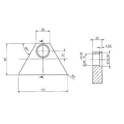 PATTINO SCORRIMENTO MOD. GMV 131 X H.82 X 25 MM - FORO 35 MM