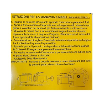 TARGA ISTRUZIONI MANOVRA A MANO IMPIANTI ELETTRICI