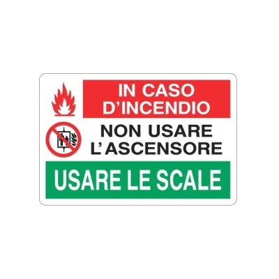 TARGA 'NON USARE L'ASCENSORE IN CASO DI INCENDIO'